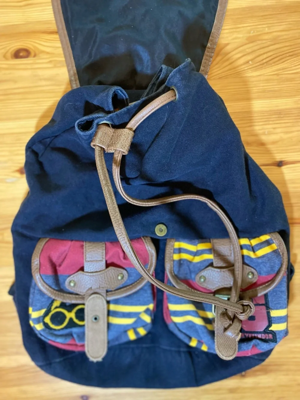 Harry Potter Hogwarts Alumni Varsity Stripe Canvas Bookbag Backpack Knapsack
